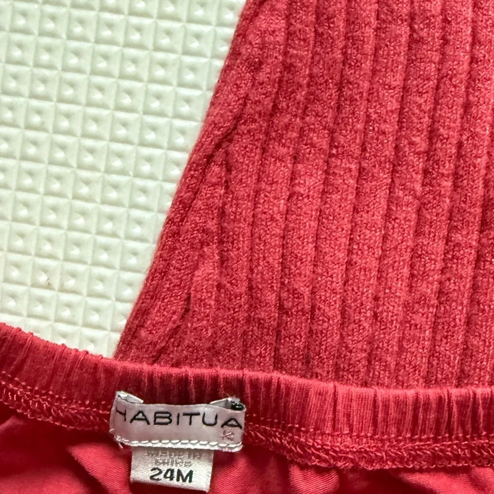 Habitual|Baby girl Red Knit long sleeve dress with diaper cover,SOFT/stretchy•